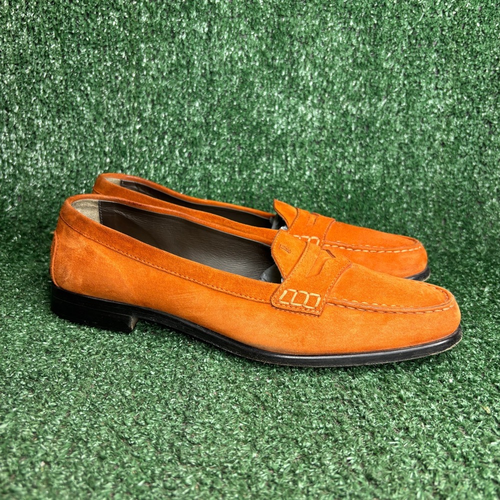 Tods Gommini Suede Penny Loafers Driver Moccasin‎ Luxury Orange Womens Shoes 8.5